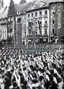 Nazi swastika flags, Hitler salute