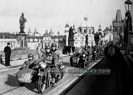 Wehrmacht motorcycles in Prague