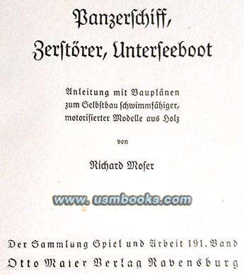 Panzerschiff Zerstörer Unterseeboot, 1939 Bauplan Otto Maier Verlag