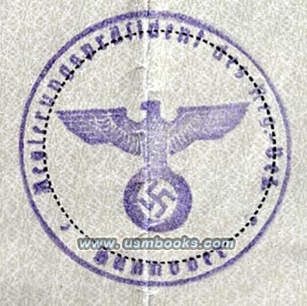 Nazi eagle and swastika stamp Polizeiprsident Hannover 1940