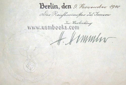 Reichsführer-SS Heinrich Himmler signed Police Document