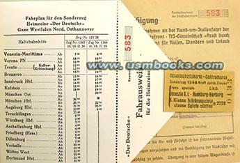 KdF Fahrausweis, KdF train ticket to Italy 1939