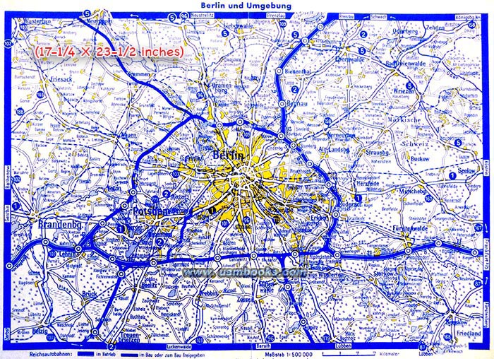 Nazi map of Berlin and the surrounding area, Zossen, Oranienburg, Schorfheide, Furstenwalde