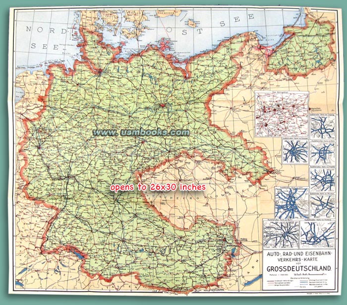 Original Nazi Traffic Map Of Greater Germany