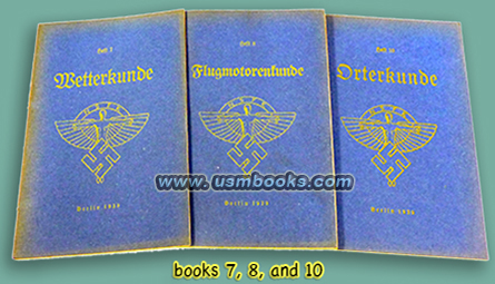 1939 NSFK Lehrhefte 7: Wetterkunde. 8: Flugmotorenkunde; 9: missing; 10: Orterkunde