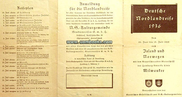 1936 Deutsche Nordlandreise, NS-Kulturgemeinde Studienreise