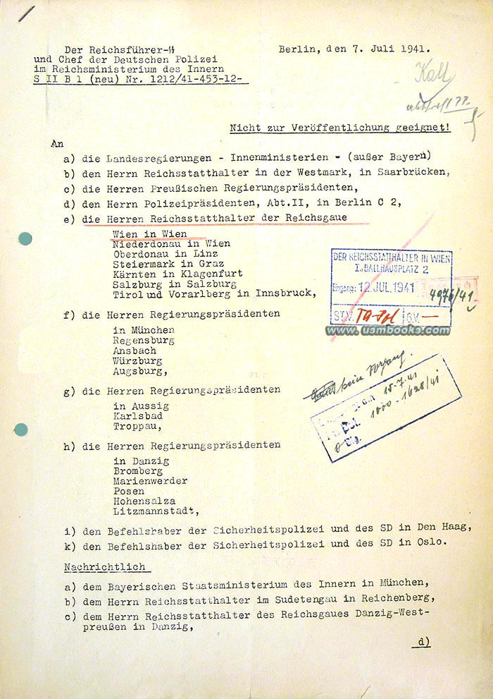 1941 Confidential Directive Reichsfhrer-SS Heinrich Himmler