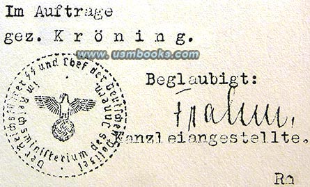 Nazi eagle and swastika rubber stamp Der Reichsfhrer-SS und Chef der deutschen Polizei im Reichsministerium des Innern