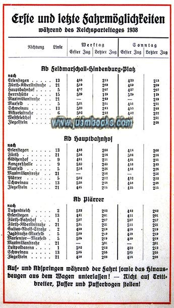 public transportation time table Nuremberg 1938