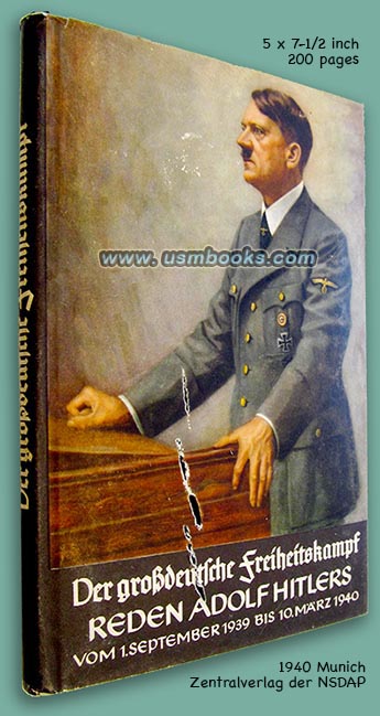 Nazi Book With Adolf Hitler Speeches 1939 -1940