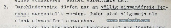 1941 Nazi travel restgrictions for Jews